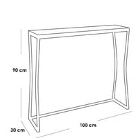طاولة مدخل حديد و خشب رخامي 100×30×90 سم - أسود وأ...