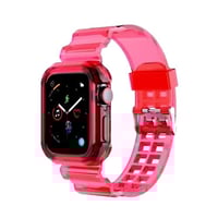 سوار ساعة ابل شفاف ناعم + حاففظة جانبي ممتص للصدما...