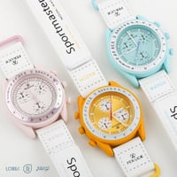 ساعة جلد تصميم اوميغا سواتش