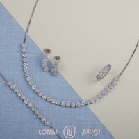 طقم زركون مطلي فضي