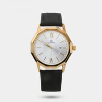 ساعة رجالية جلد أسود