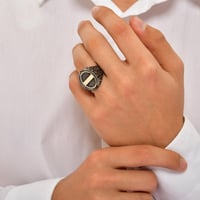 خاتم المهاب - خاتم رجالي بالاسم من الفضة الاسترلين...