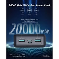 باور بانك راف باور بسعة 20,000 ملي امبير بقوة 15 و...