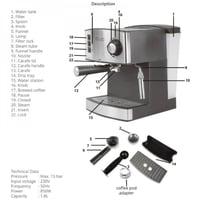 ماكينة تحضير قهوة الاسبريسو والكابتشينو - 1.6 لتر...