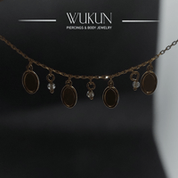 خلخال ذهب عيار 18k بأشكال بيضاوية وخرزات معلقة