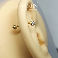 حلق بيرسينج مائل ذهب عيار 18k للحواجب أو الاذن وغي...