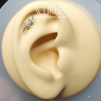 بيرسينج فضة 925s برغي باك فلات شكل برق بفصوص لامعة