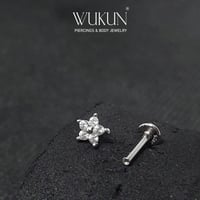 بيرسينج فضة 925s برغي باك فلات شكل وردة خماسية