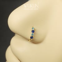 زمام بيرسينج ذهب 18K دائري حلقة بأربع فصوص فيروزي...