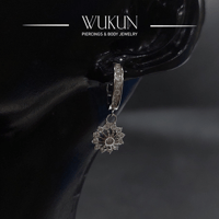 أقراط فضة عيار 925S حلقة بوردة معلقة