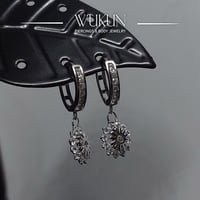 أقراط فضة عيار 925S حلقة بوردة معلقة