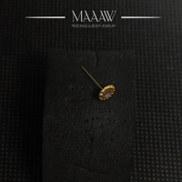 زمام بيرسينج ذهب عيار 18k دائرة منقوشة بفص سبع ألو...