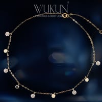 خلخال ذهب عيار 18k بأشكال سداسية معلقة