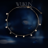 خلخال ذهب عيار 18k بأشكال سداسية معلقة