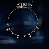 خلخال ذهب عيار 18k بأشكال ورق شجر وفصوص معلقة