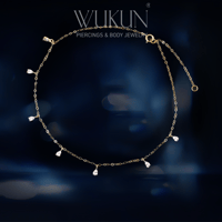 خلخال ذهب عيار 18k بفصوص دمعه معلقة