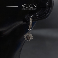 أقراط فضة عيار 925S حلقة بوردة معلقة