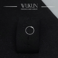 زمام بيرسينج فضة 925S دائري حلقة وكرتين صغيرة