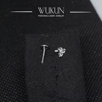 بيرسينج فضة 925s برغي بثلاث فصوص بيضاء 2