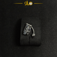 حلق بيرسينج فضة 925s للسرة فص كبير بار مخفي موديل...