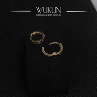 أقراط ذهب حلقة عيار 18k بفصوص