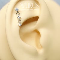 بيرسينج فضة 925s برغي باك فلات شكل فص ثابت وفصين م...