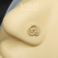 زمام بيرسينج ذهب عيار 18k شكل حلزوني بفصوص