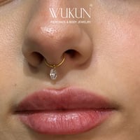 زمام ذهب عيار 18K بدون خرم بفص معلق لمنتصف الانف