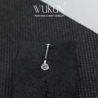 بيرسينج فضة 925s برغي باك فلات بفص أبيض