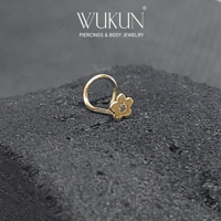 زمام بيرسينج ذهب عيار 18k بشكل وردة صغيرة بفص أبيض