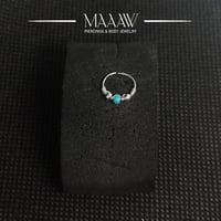 زمام بيرسينج فضة 925s دائري حلقة بخرز فيروزي مطفي...