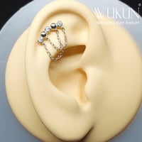 بيرسينج فضة 925s برغي باك فلات شكل ثلاث فصوص بسلسا...