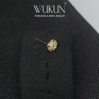 زمام بيرسينج ذهب عيار 18k دائرة بفصوص صغيرة