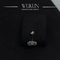 حلق بيرسينج فضة 925 للسرة بار مخفي بشكل وردة