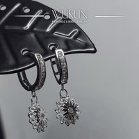 أقراط فضة عيار 925S حلقة بوردة معلقة