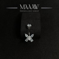 حلق بيرسينج فضة 925s للسرة فراشة موديل 9133