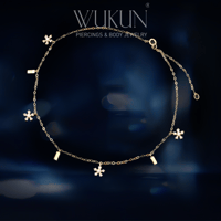 خلخال ذهب عيار 18k بأشكال ورود ومستطيلات صغيرةمعلق...