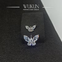 حلق بيرسينج فضة 925s للسرة فراشتين