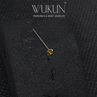 زمام بيرسينج ذهب عيار 18K بفص زيتي وسط