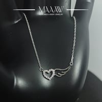 سلسال فضة قلب بجناح