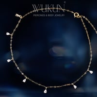 خلخال ذهب عيار 18k بفصوص دمعه معلقة