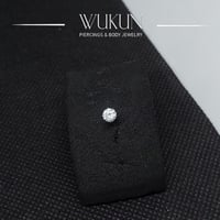 زمام بيرسينج ذهب عيار 18K بفص شفاف لامع كبير جداً