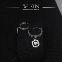 أقراط فضة عيار 925S حلقة بوردة معلقة