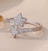 خاتم النجمتان فضه عيار925