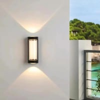 فانوس جداري خارجي LED أسود بإضاءة صفراء 30 واط OUT...