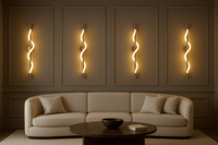 أبليك جداري مودرن ذهبي LED أنبوبي قماشي إضاءة اصفر...