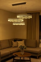 ثريا مودرن حلقات متداخلة فضي مطفي ثلاثي | إضاءة ذك...