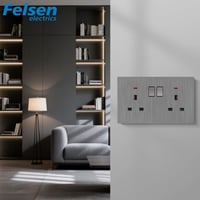 فيش 7×14 مجوز 13 امبير بيانو رمادي مفتاح ولمبة Fel...