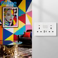 فيش 7×14 USB وType-C مدمج 13 امبير بيانو ابيض مفتا...