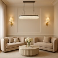 ثريا مودرن مستطيلة اسود مطفي| إضاءة ذكية بـ 3 ألوا...